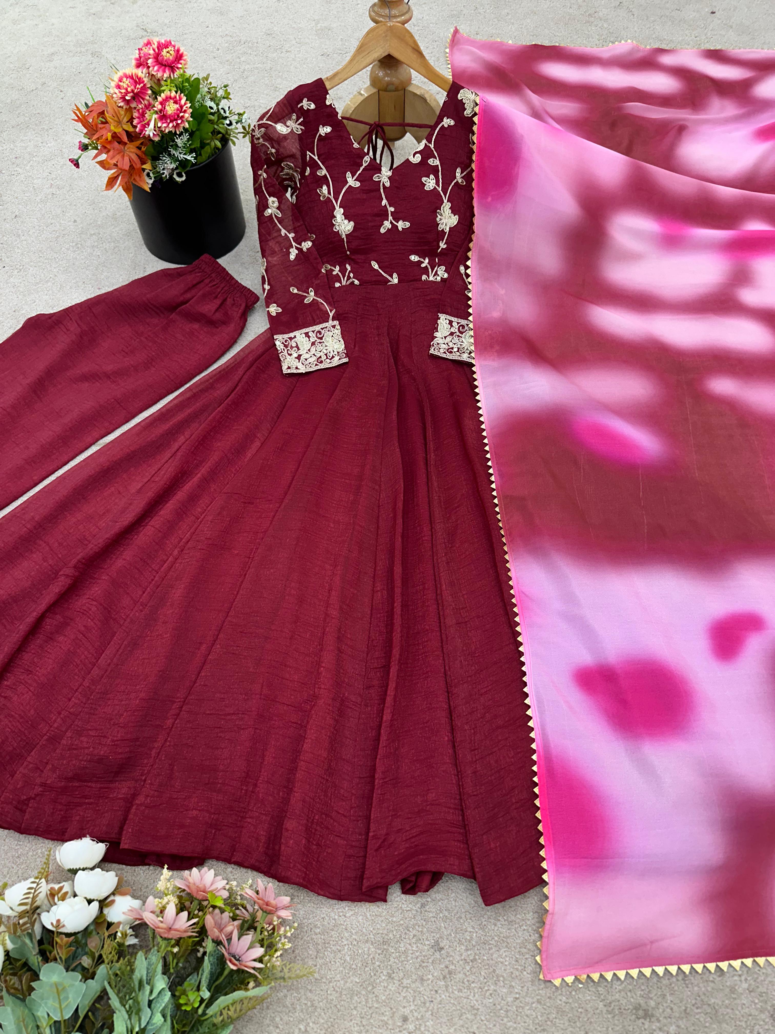 Maverick Fusion Heavy Crunchy Silk Gown Set
